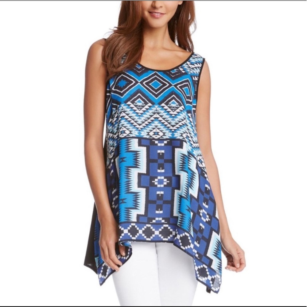 Karen Kane- Aquamarine Handkerchief Tank Top